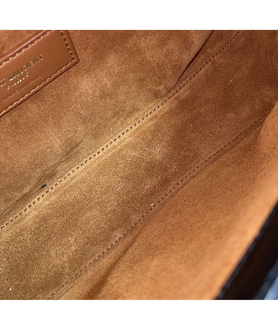 SAINT LAURENT Черная кожаная сумка с короткими ручками, фото 4