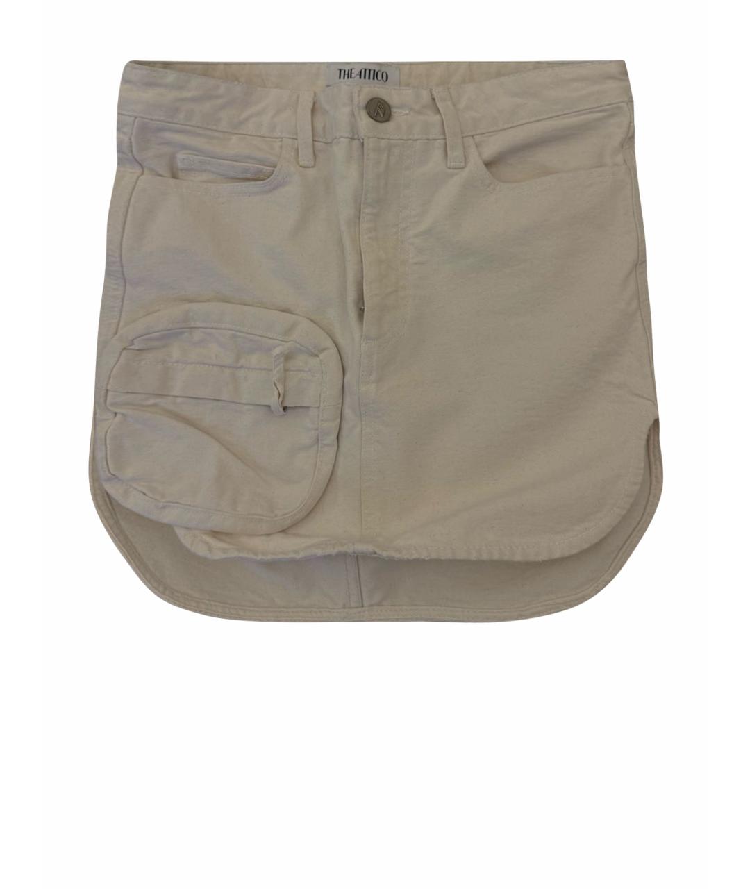 THE ATTICO Бежевая деним юбка мини, фото 1