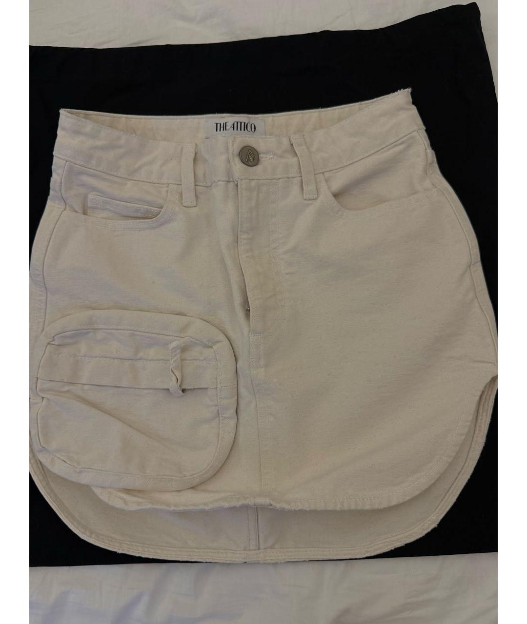 THE ATTICO Бежевая деним юбка мини, фото 5