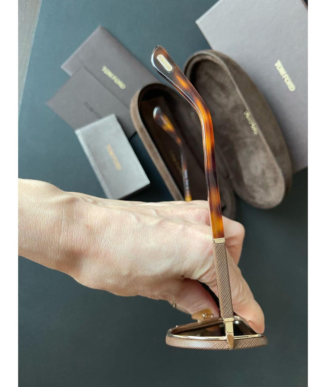 TOM FORD Коричневые солнцезащитные очки из рога буйвола, фото 3