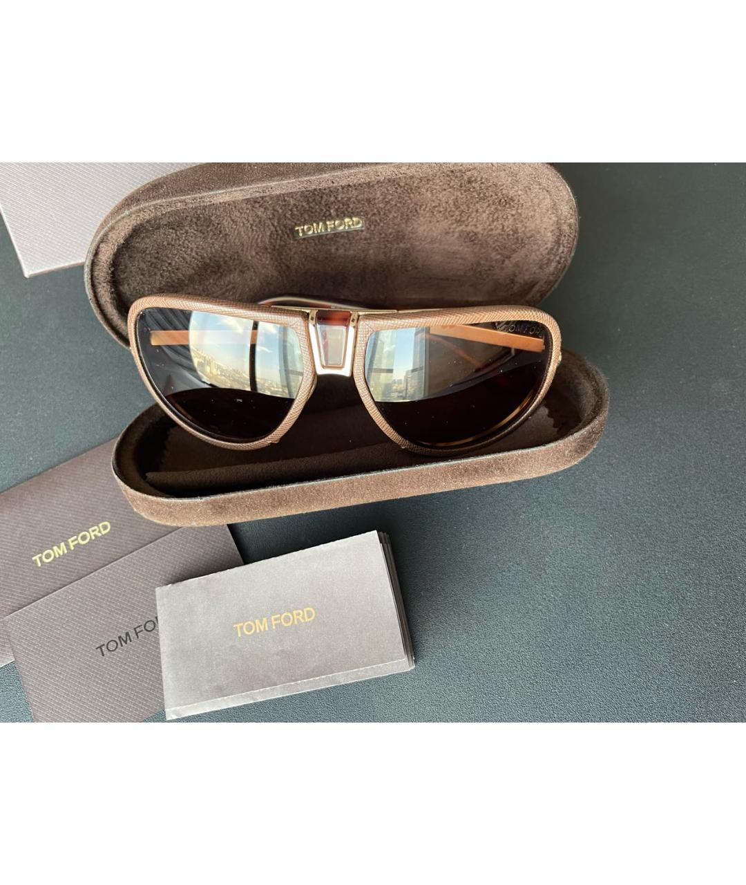 TOM FORD Коричневые солнцезащитные очки из рога буйвола, фото 2