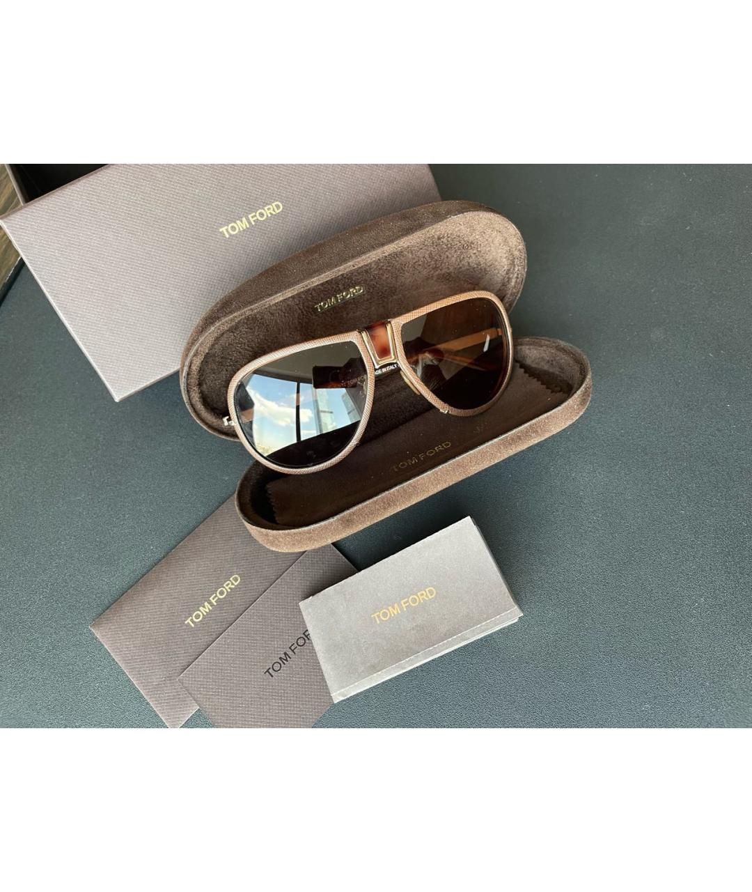 TOM FORD Коричневые солнцезащитные очки из рога буйвола, фото 9