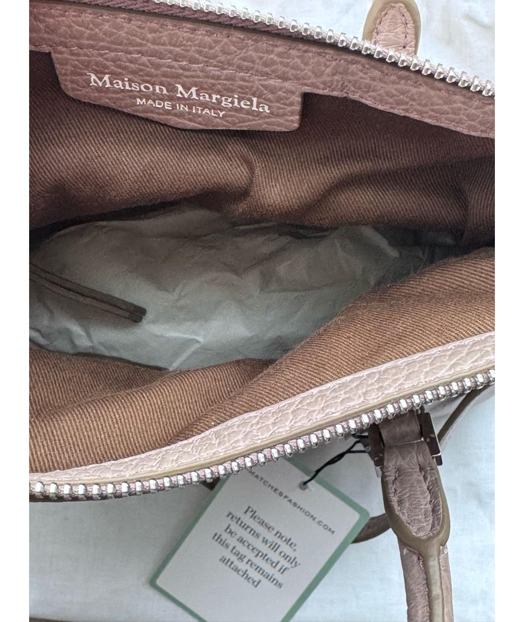 MAISON MARGIELA Бежевая кожаная сумка через плечо, фото 4