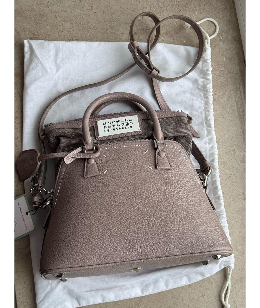 MAISON MARGIELA Бежевая кожаная сумка через плечо, фото 9