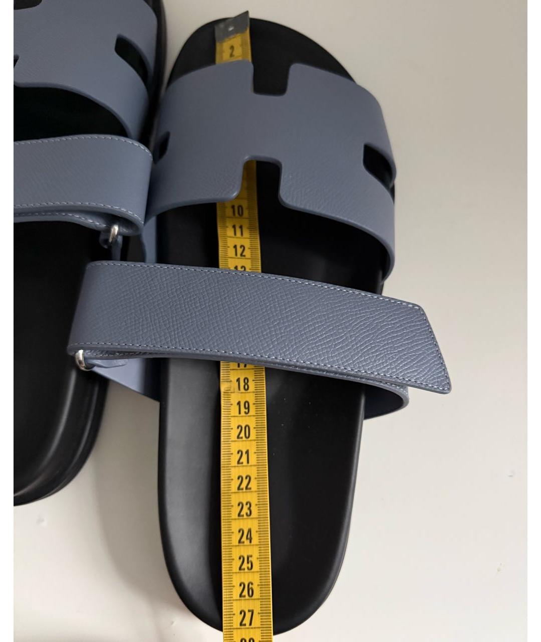 HERMES Голубые кожаные сандалии, фото 7