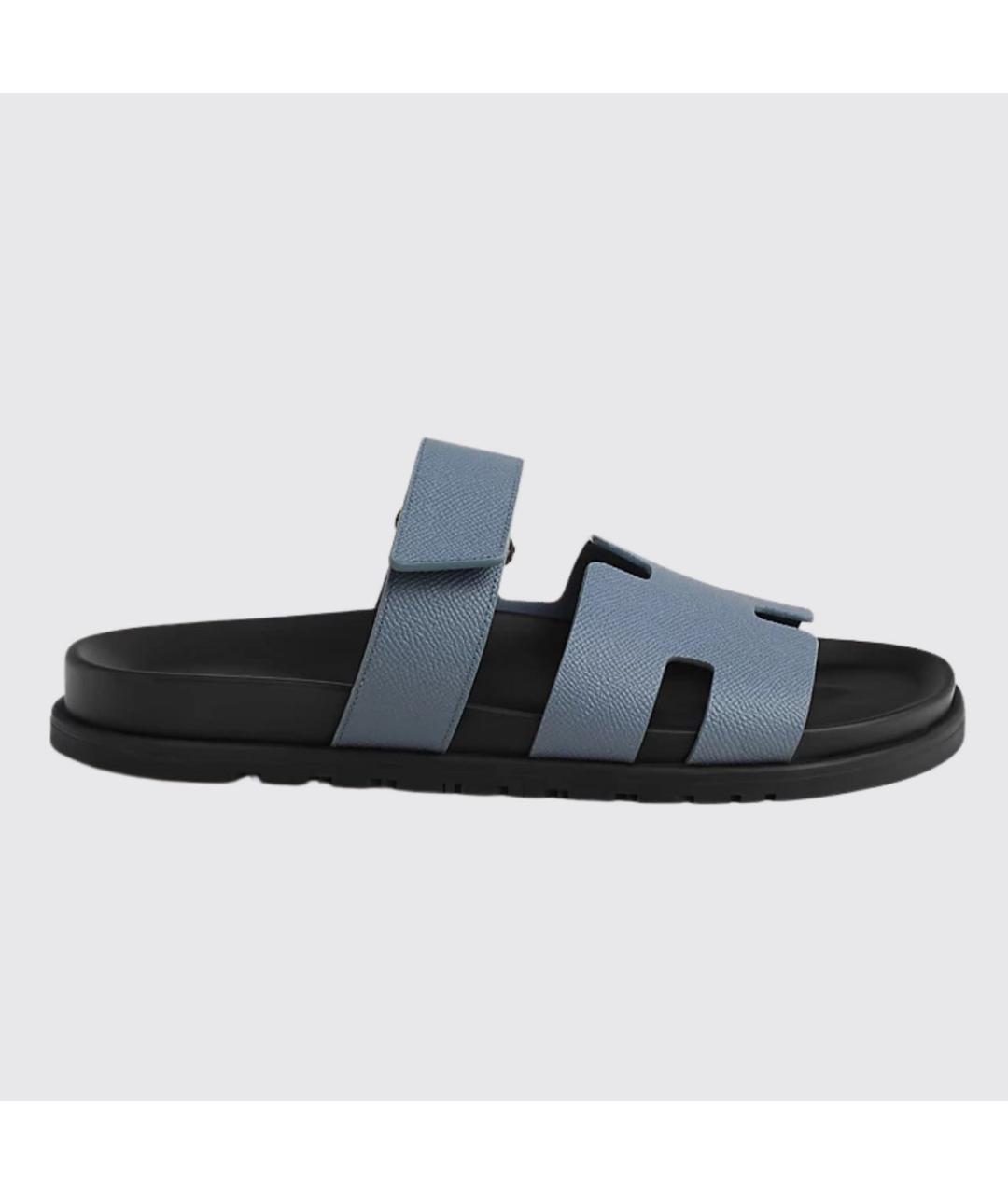 HERMES Голубые кожаные сандалии, фото 8