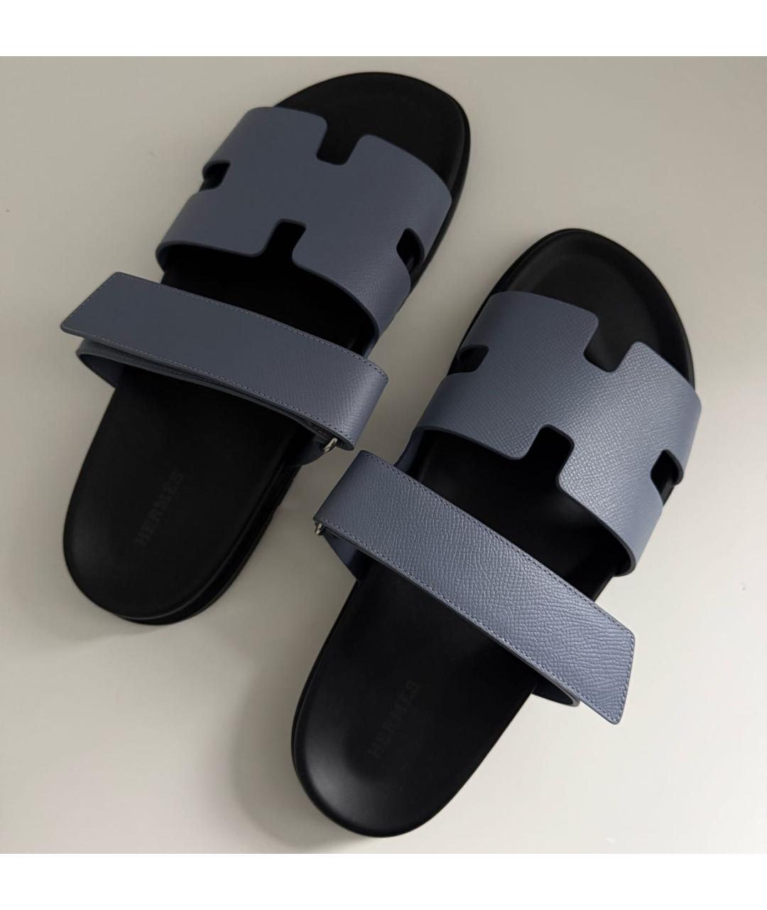 HERMES Голубые кожаные сандалии, фото 3