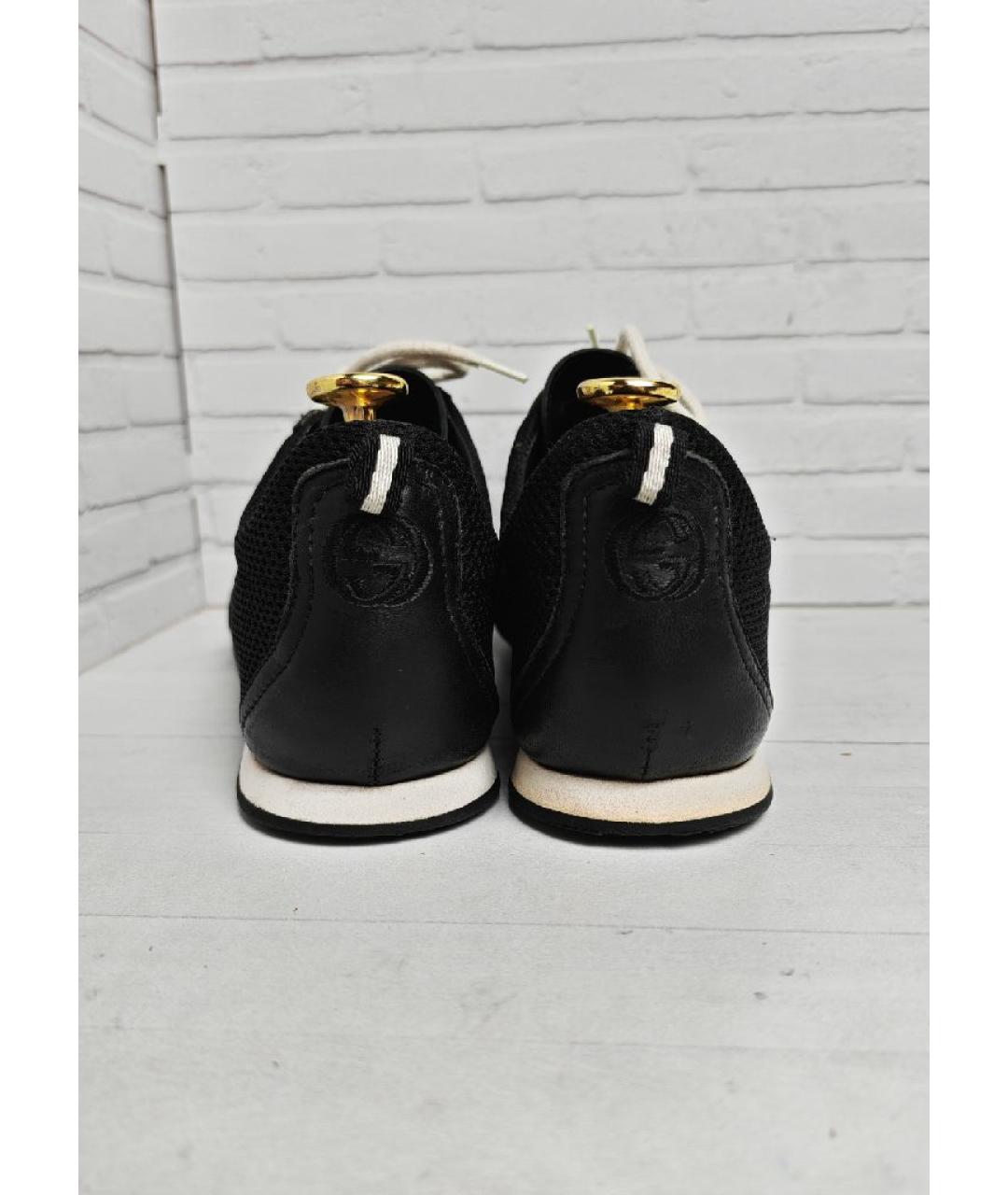 GUCCI Черные кожаные кеды, фото 4