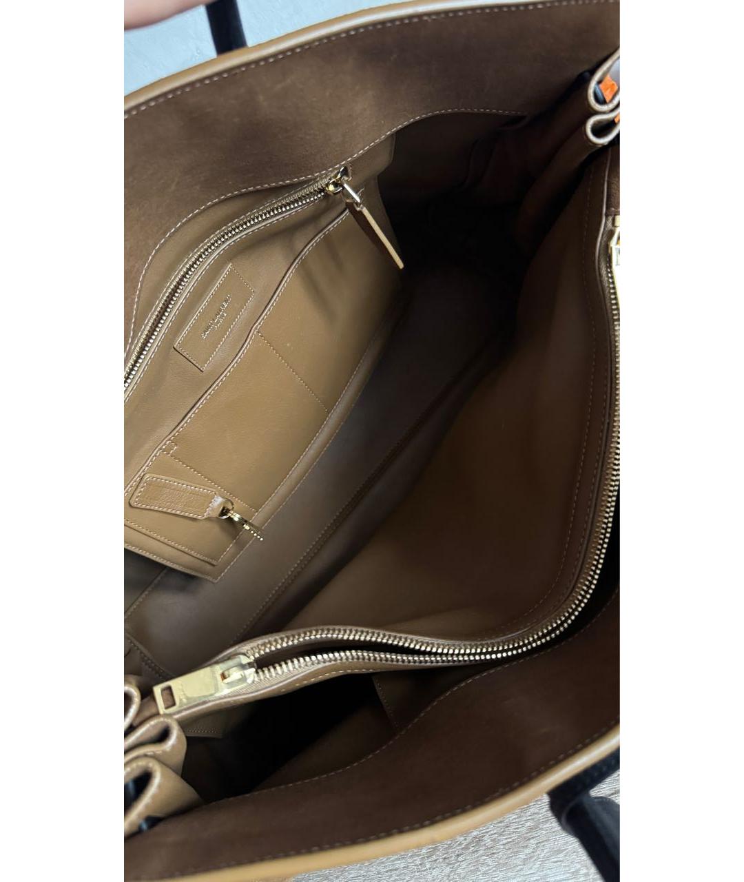 SAINT LAURENT Коричневая замшевая сумка тоут, фото 8