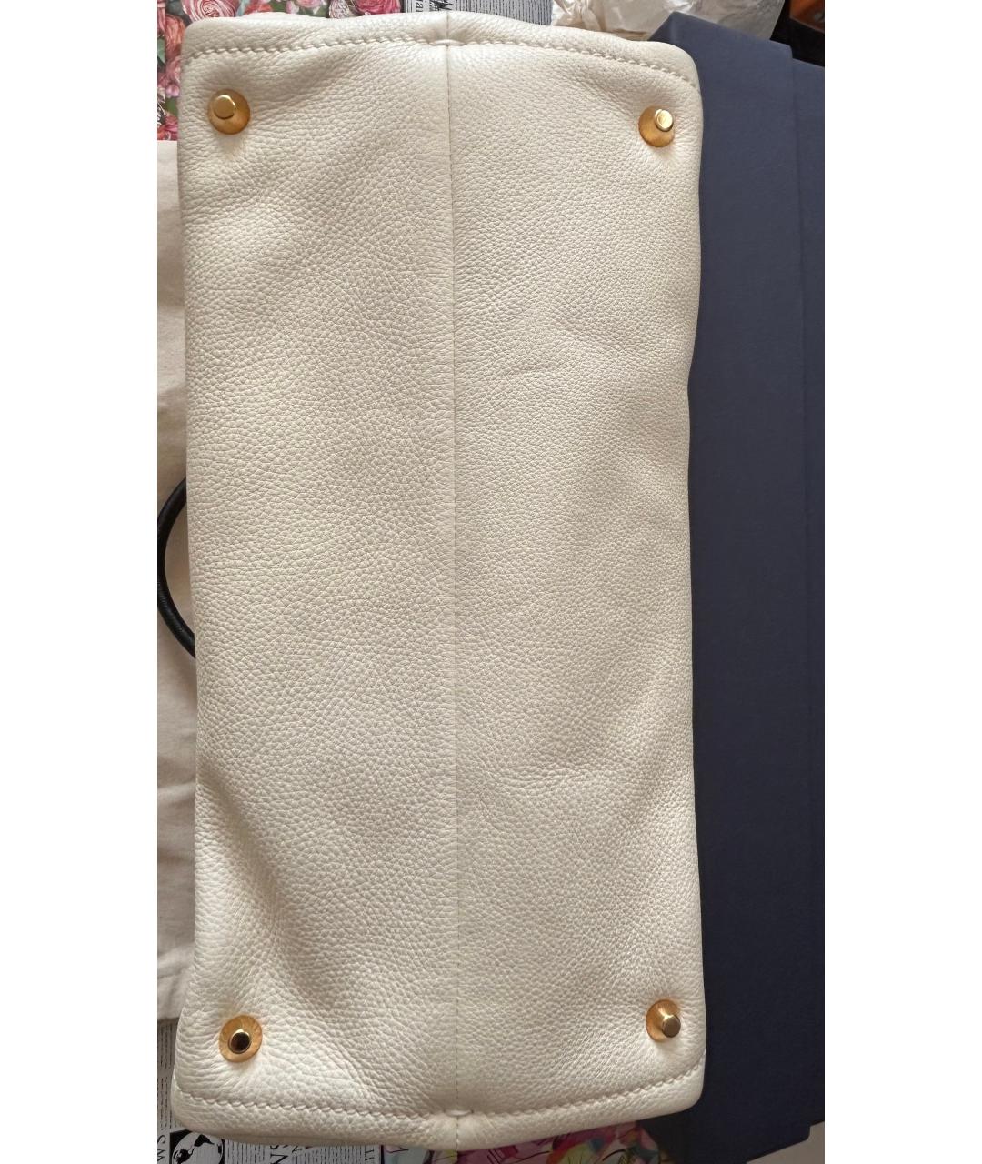 LANVIN Белая кожаная сумка с короткими ручками, фото 5