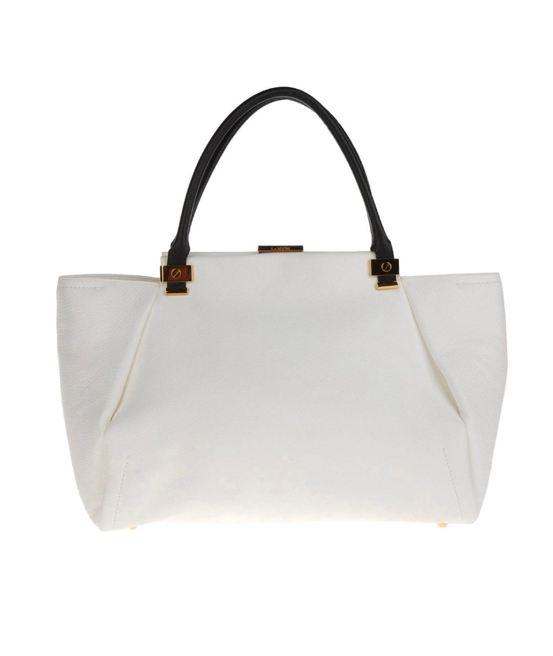 LANVIN Белая кожаная сумка с короткими ручками, фото 6