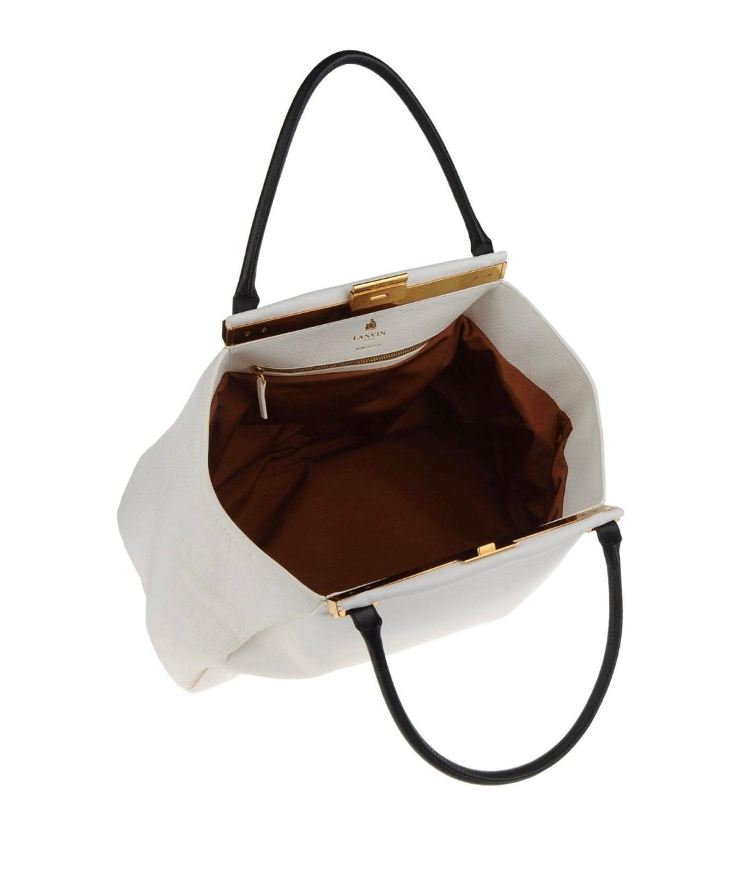 LANVIN Белая кожаная сумка с короткими ручками, фото 3