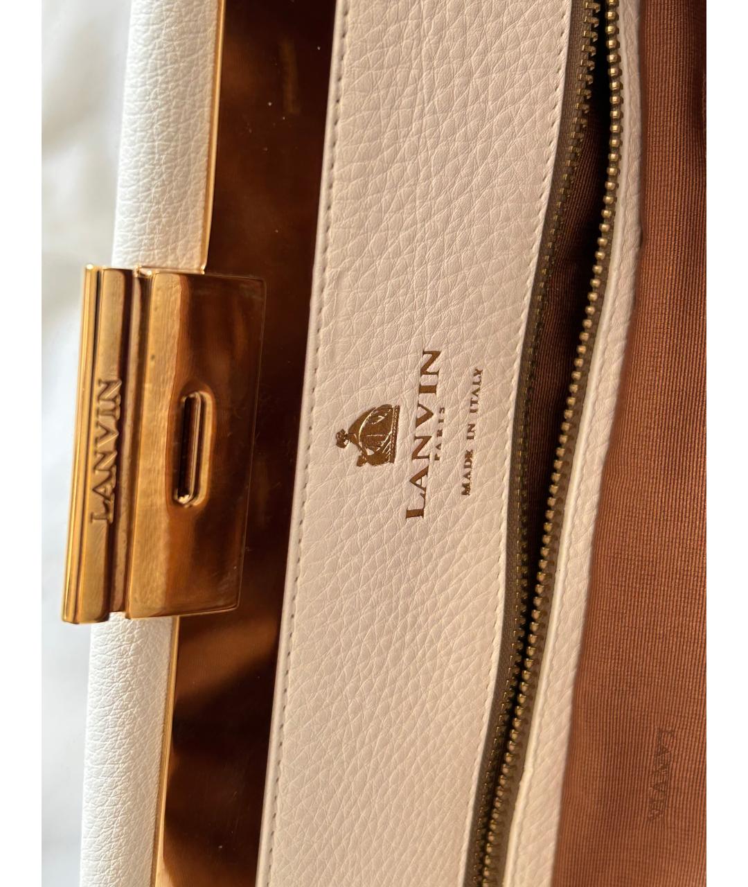 LANVIN Белая кожаная сумка с короткими ручками, фото 4