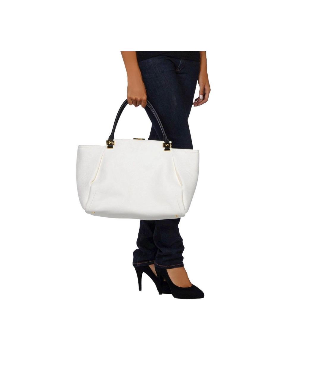 LANVIN Белая кожаная сумка с короткими ручками, фото 2