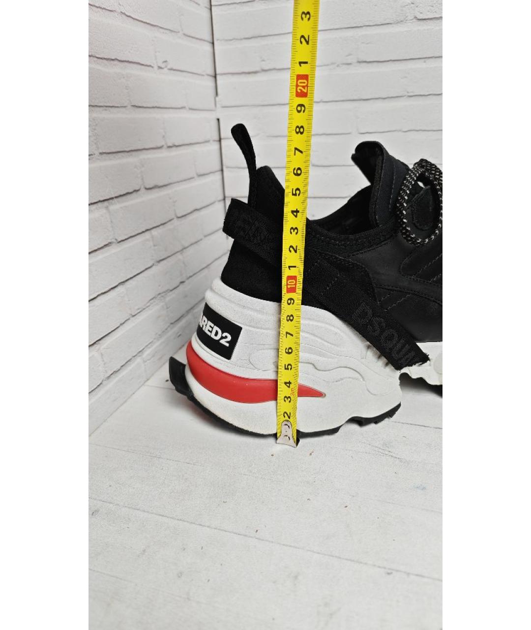 DSQUARED2 Черные кожаные низкие кроссовки / кеды, фото 7