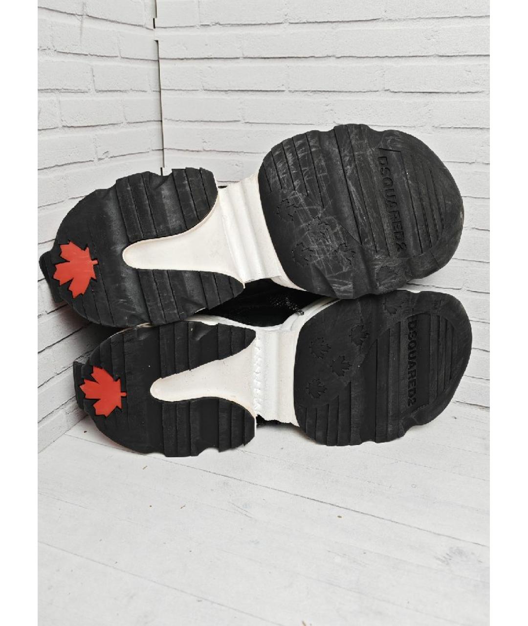 DSQUARED2 Черные кожаные низкие кроссовки / кеды, фото 6