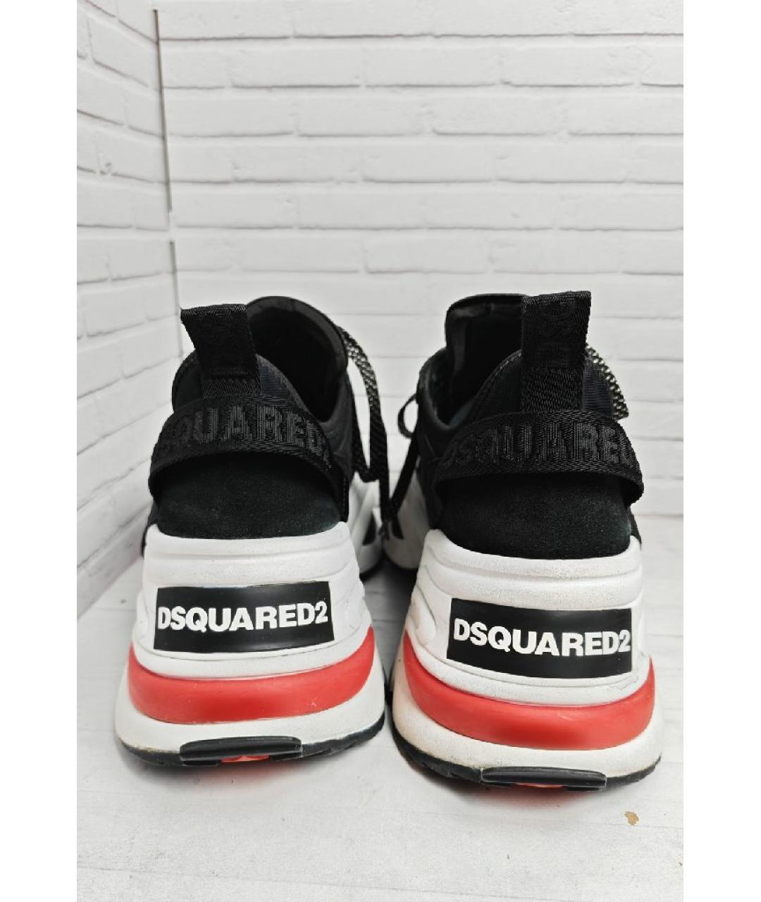 DSQUARED2 Черные кожаные низкие кроссовки / кеды, фото 5