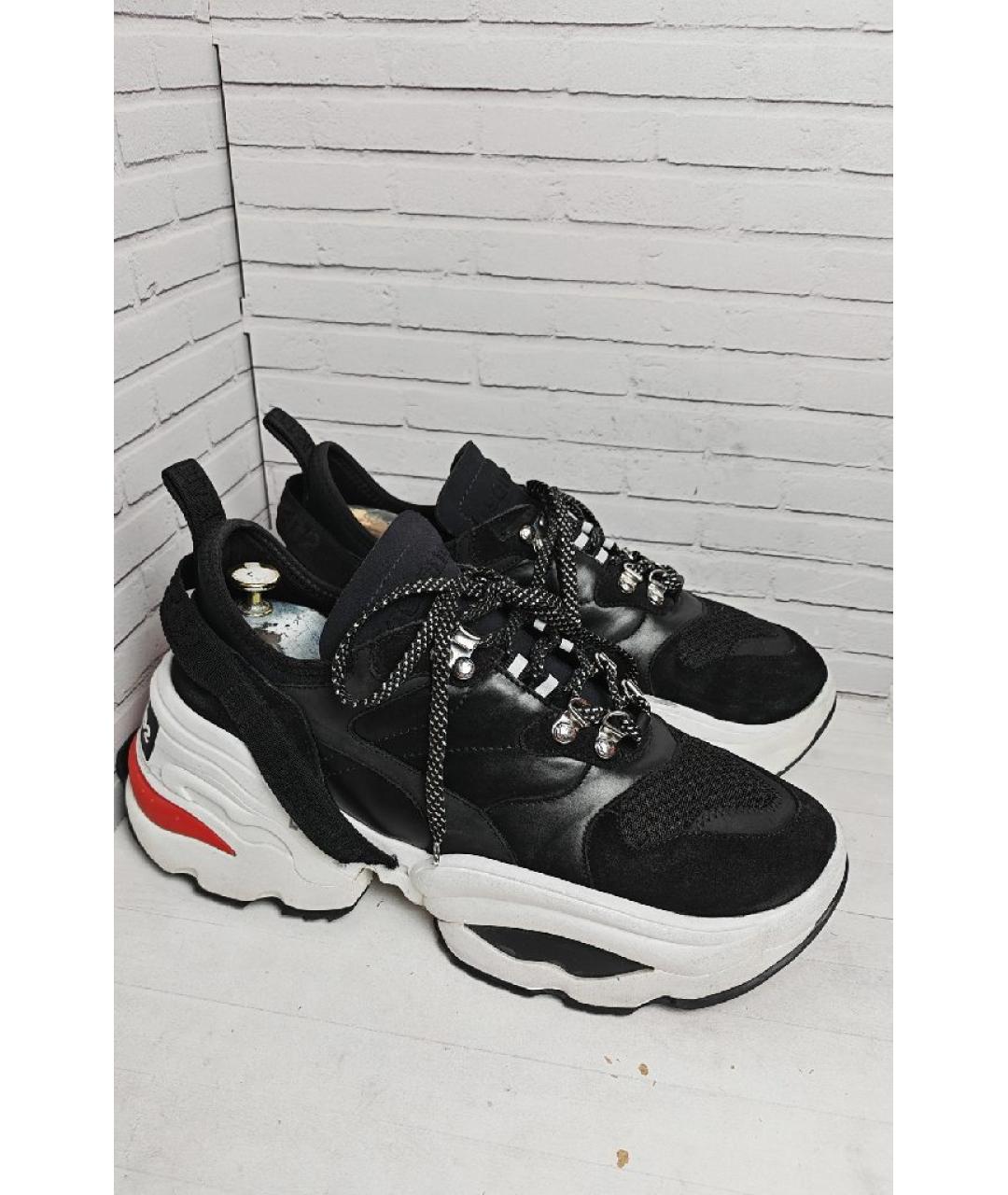 DSQUARED2 Черные кожаные низкие кроссовки / кеды, фото 3