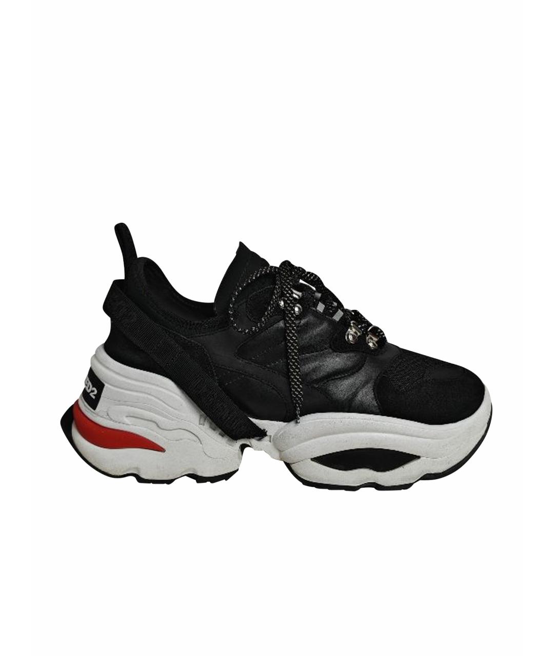 DSQUARED2 Черные кожаные низкие кроссовки / кеды, фото 1