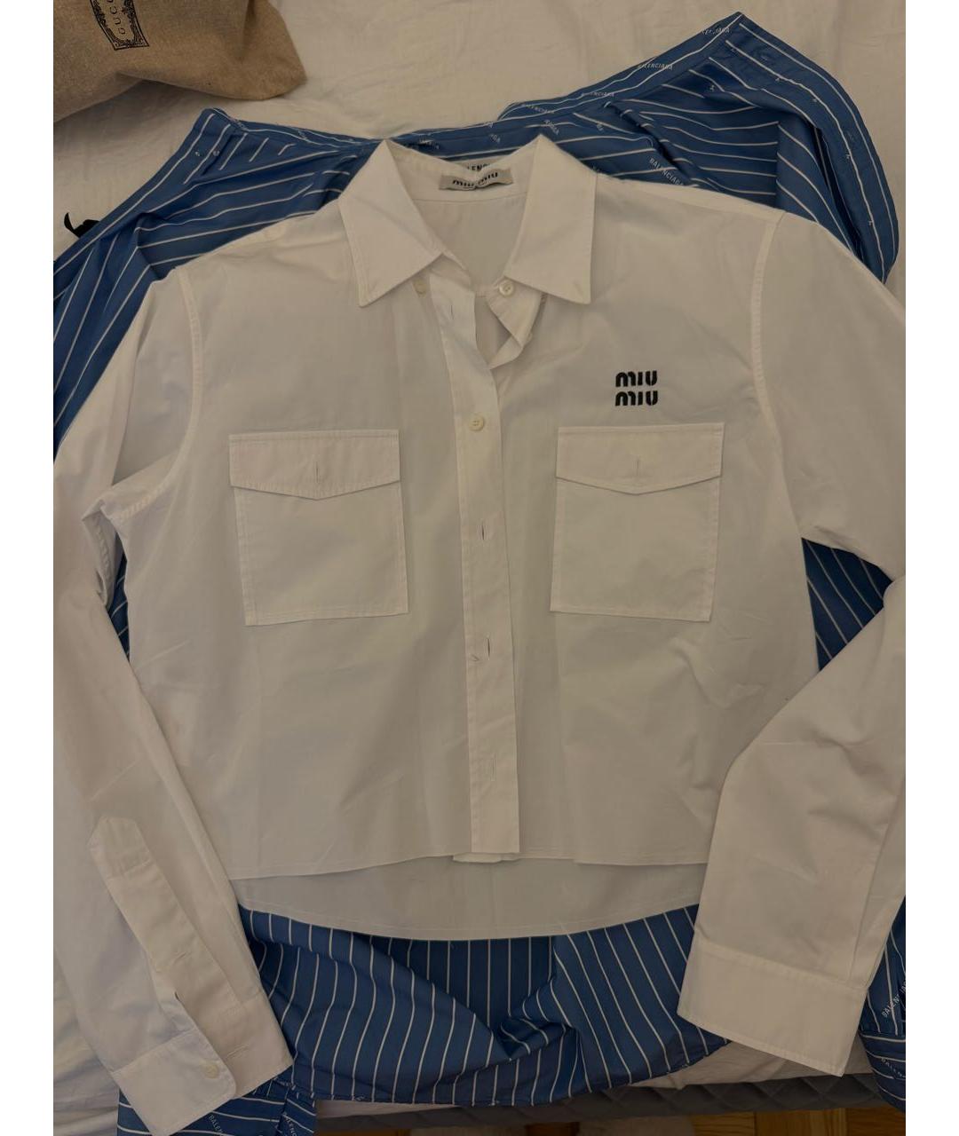 MIU MIU Белая хлопковая рубашка, фото 5