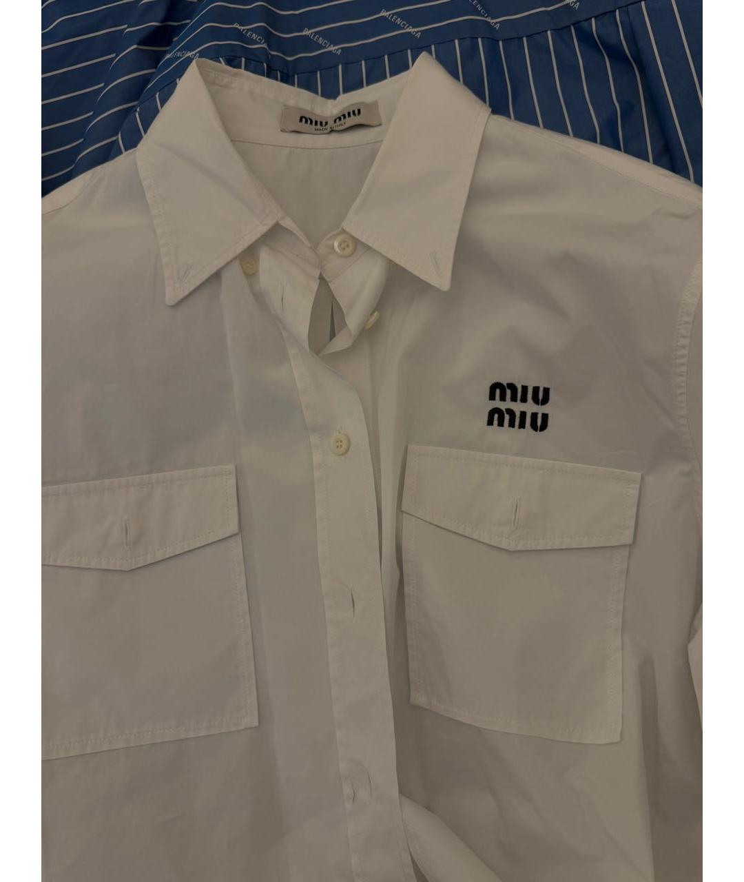 MIU MIU Белая хлопковая рубашка, фото 3