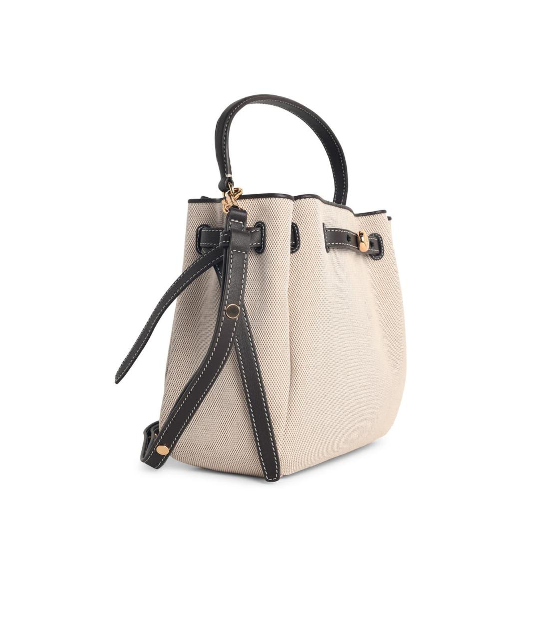TORY BURCH Бежевая хлопковая сумка с короткими ручками, фото 2