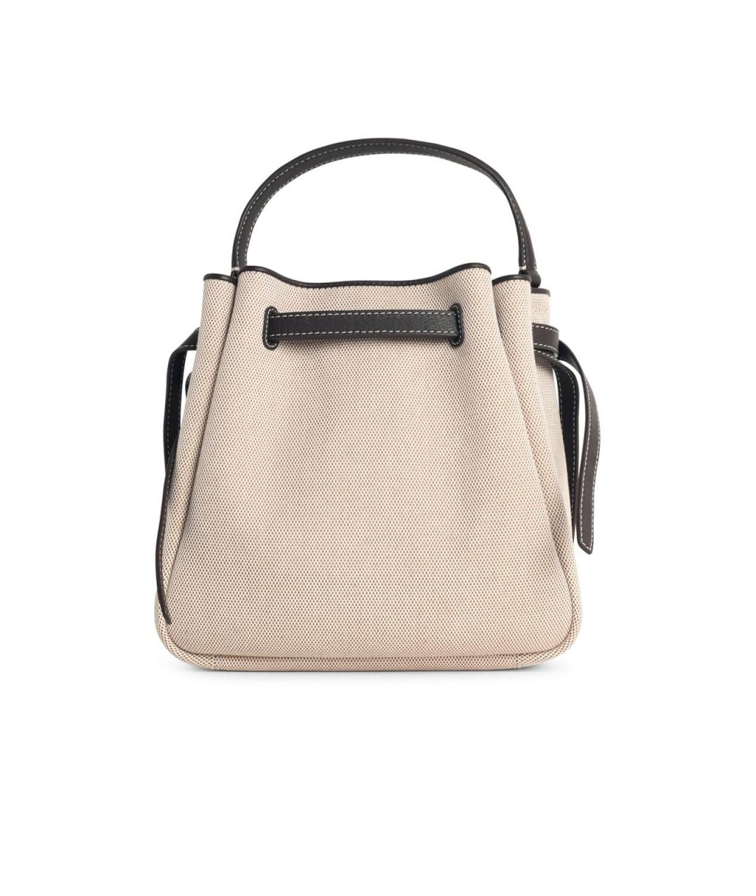 TORY BURCH Бежевая хлопковая сумка с короткими ручками, фото 3
