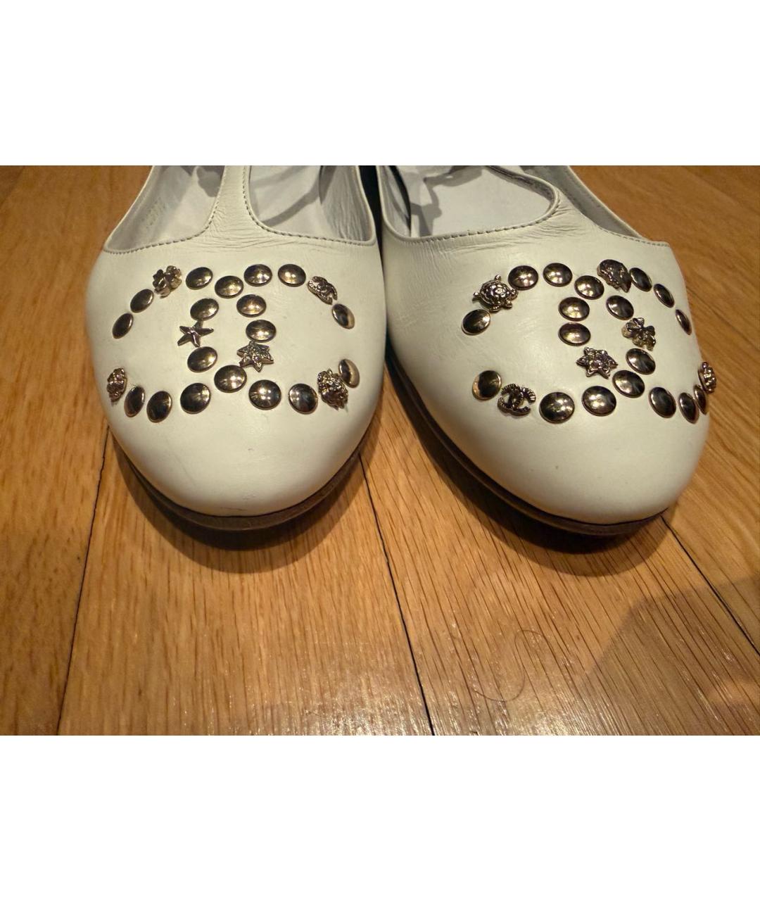 CHANEL Белые кожаные балетки, фото 6