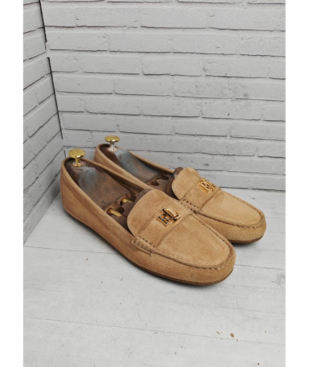 POLO RALPH LAUREN Бежевые замшевые мокасины, фото 5