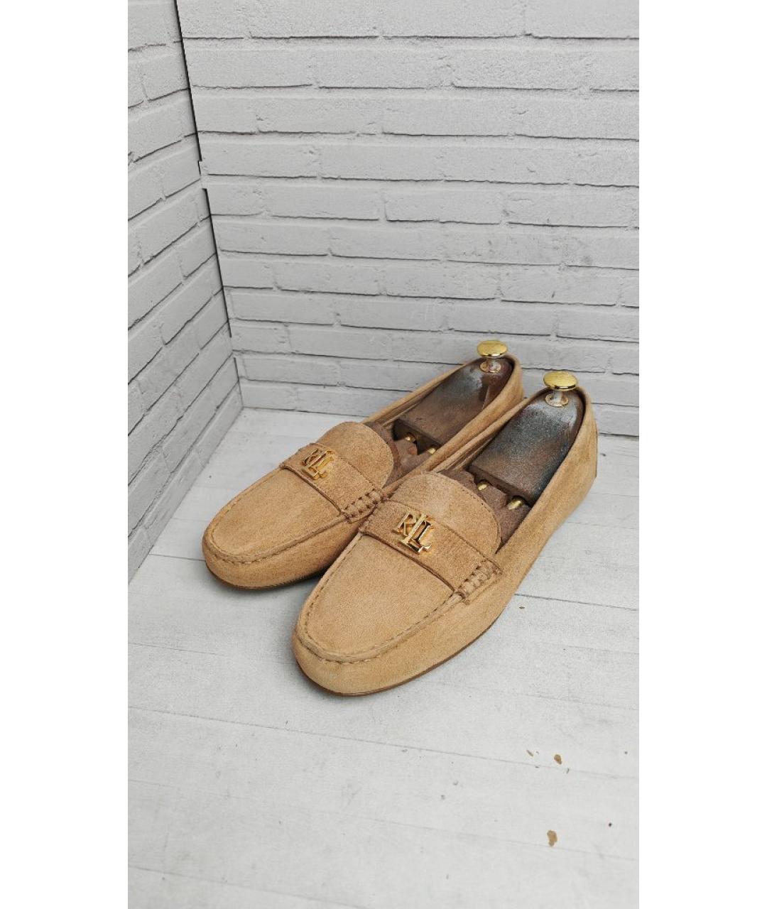POLO RALPH LAUREN Бежевые замшевые мокасины, фото 4