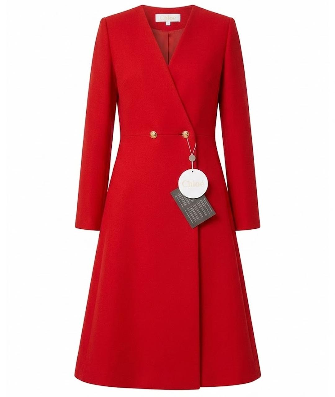 CHLOE Красное шерстяное пальто, фото 1