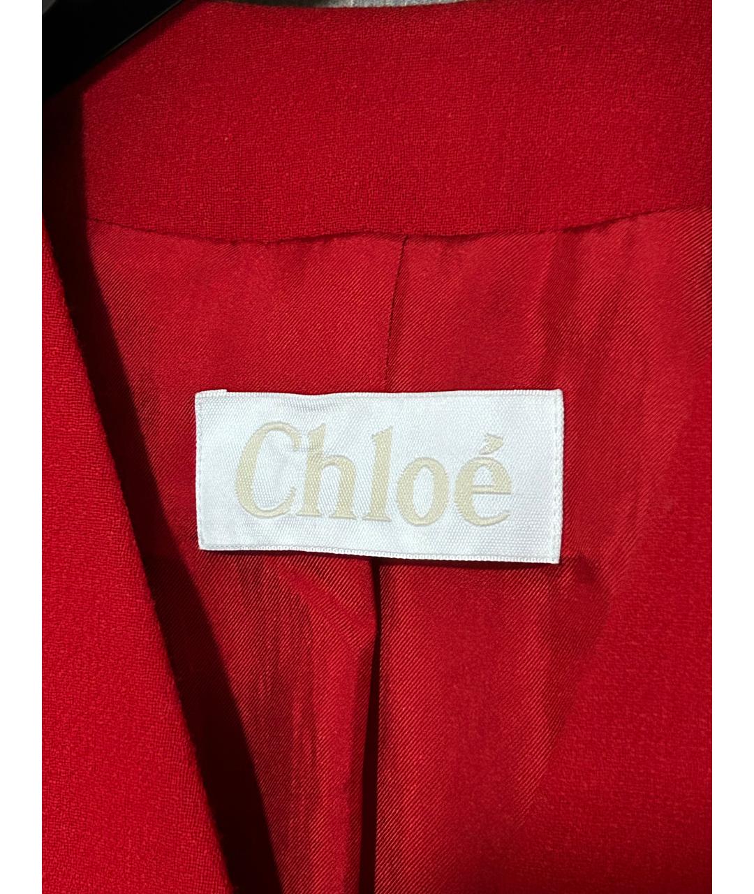 CHLOE Красное шерстяное пальто, фото 7