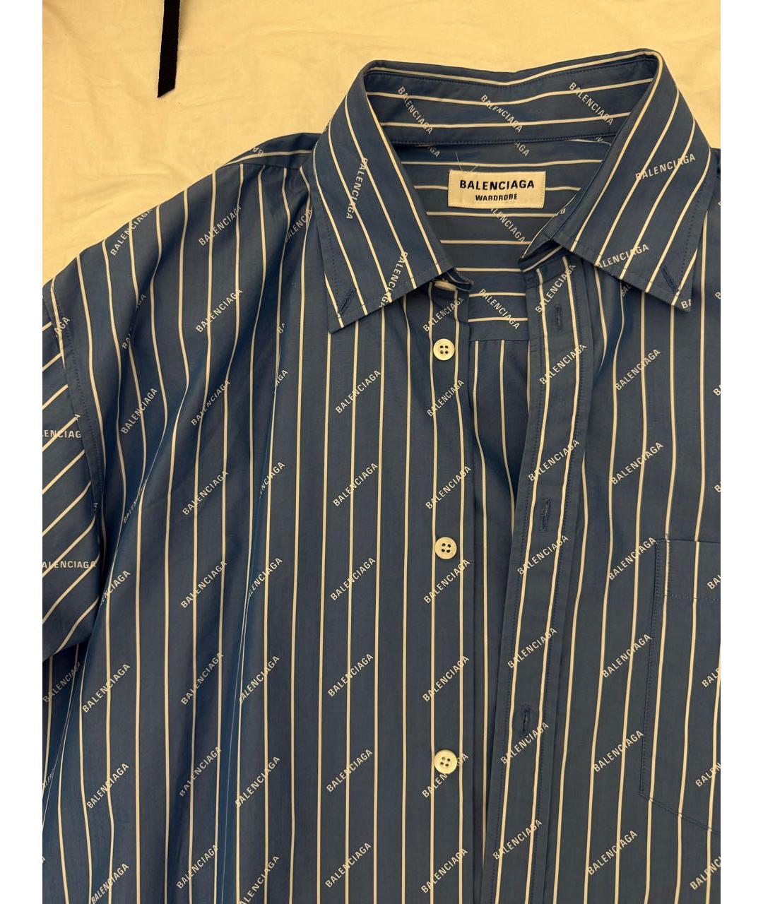 BALENCIAGA Синяя хлопковая рубашка, фото 3