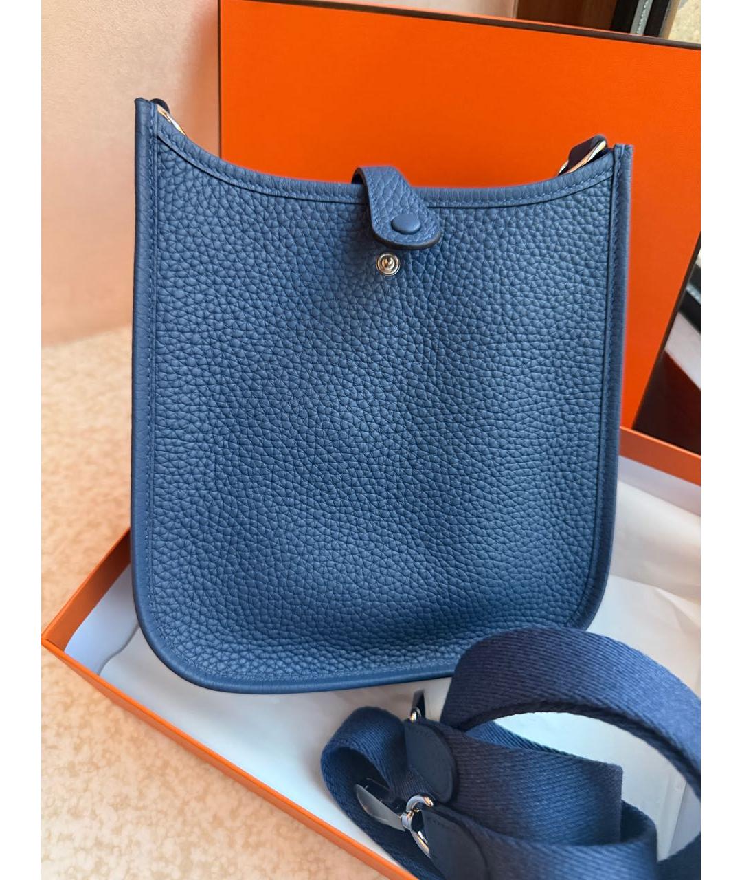 HERMES Синяя кожаная сумка через плечо, фото 3