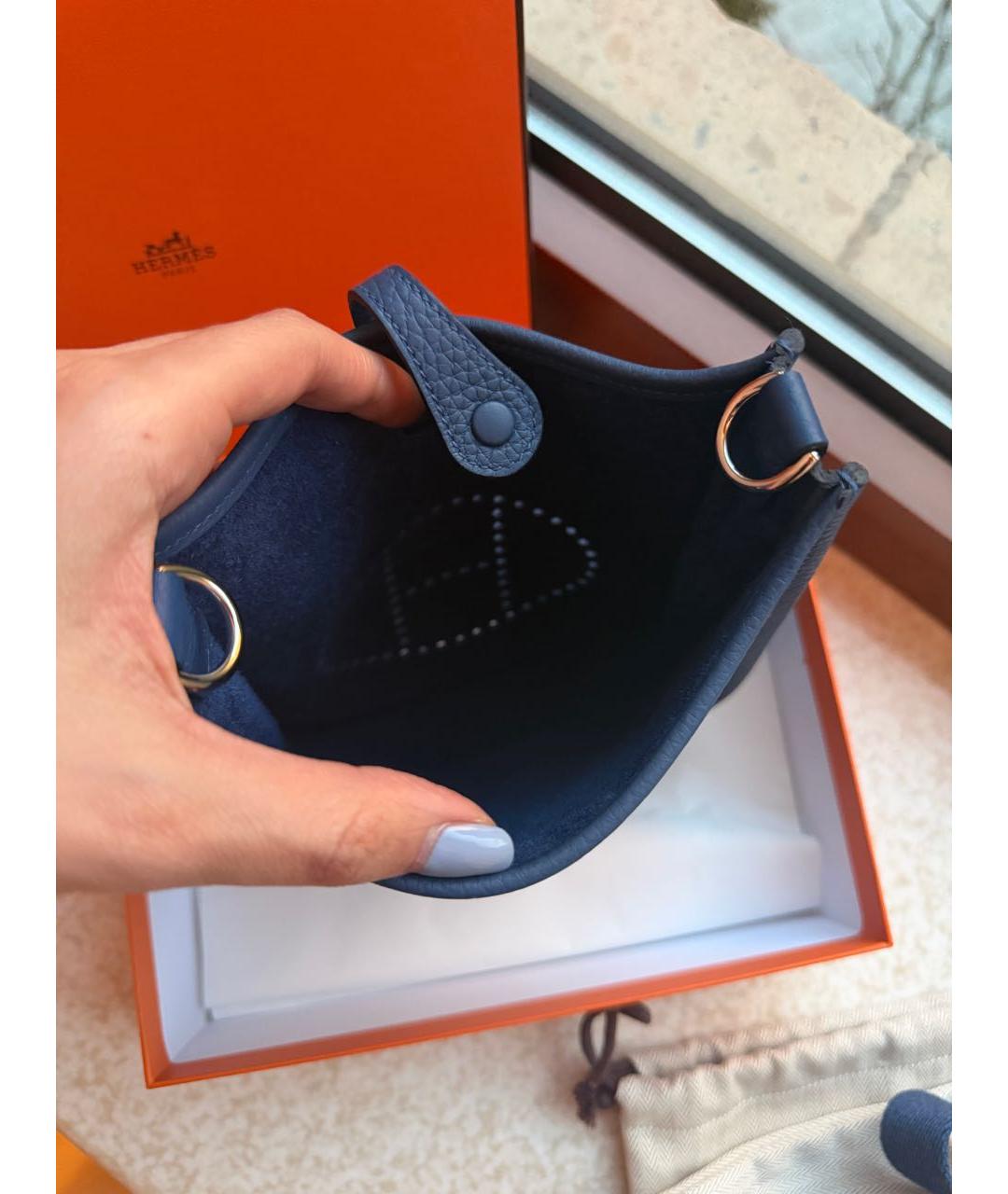 HERMES Синяя кожаная сумка через плечо, фото 4