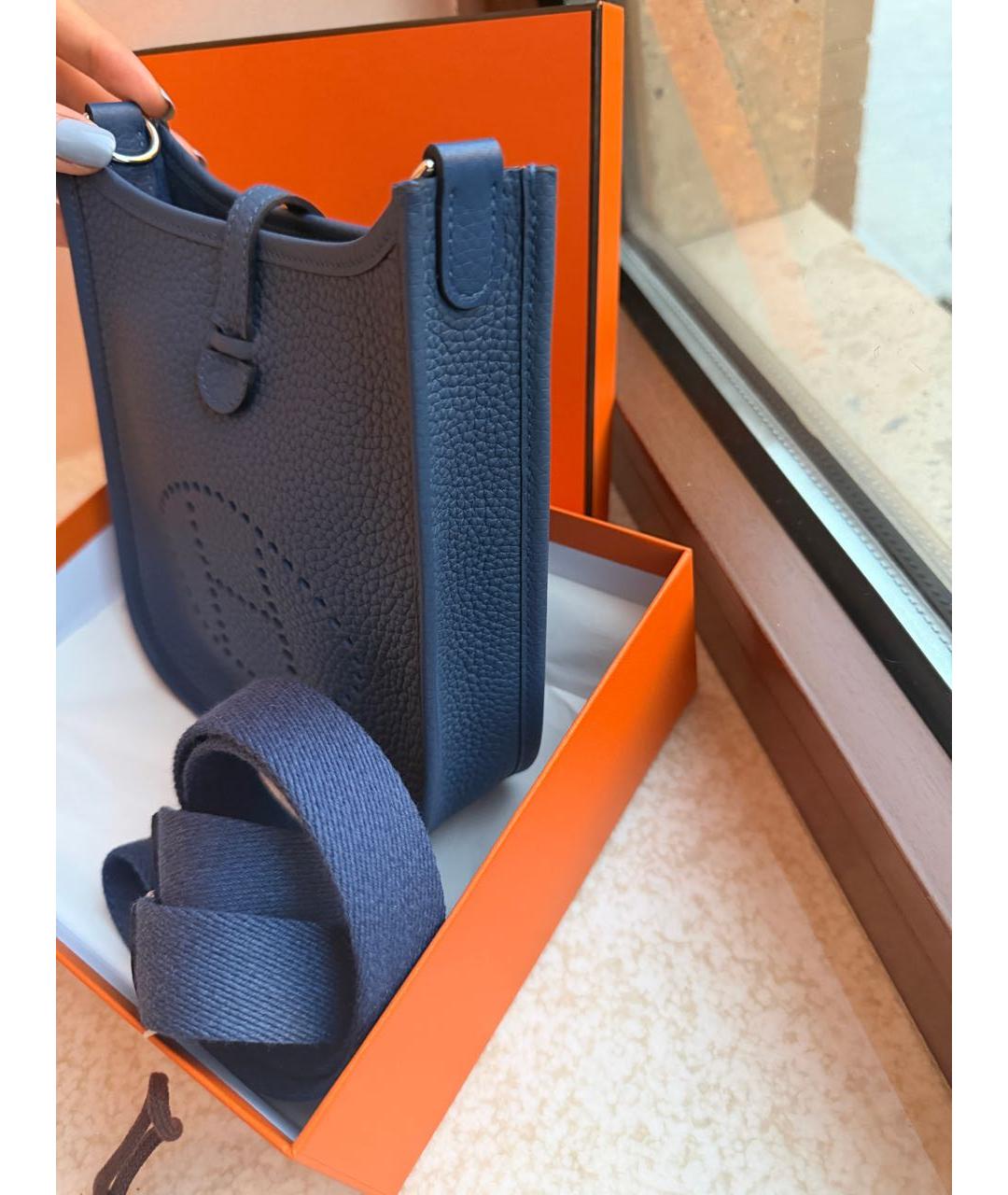 HERMES Синяя кожаная сумка через плечо, фото 2