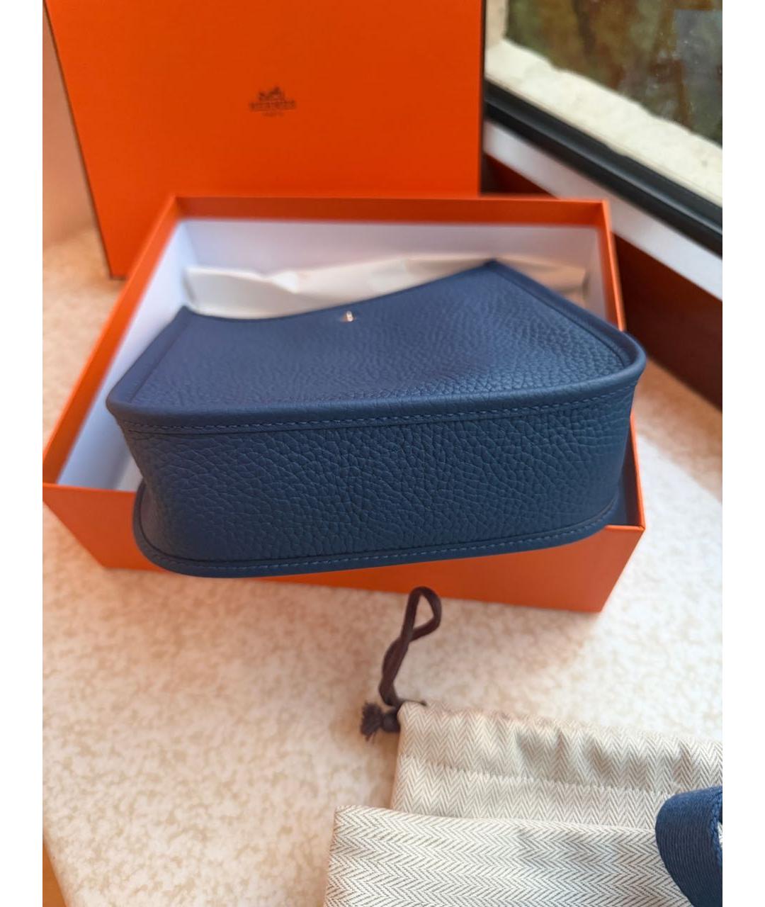HERMES Синяя кожаная сумка через плечо, фото 5