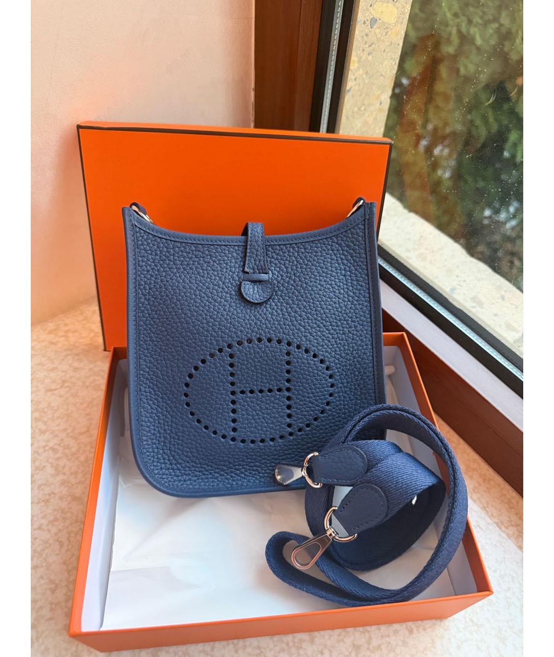 HERMES Синяя кожаная сумка через плечо, фото 7