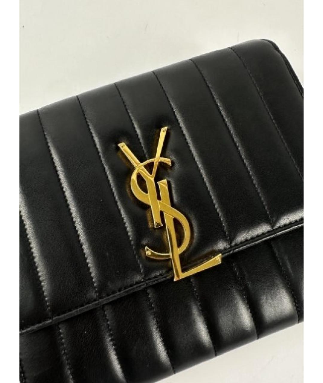 SAINT LAURENT Черная кожаная сумка через плечо, фото 6