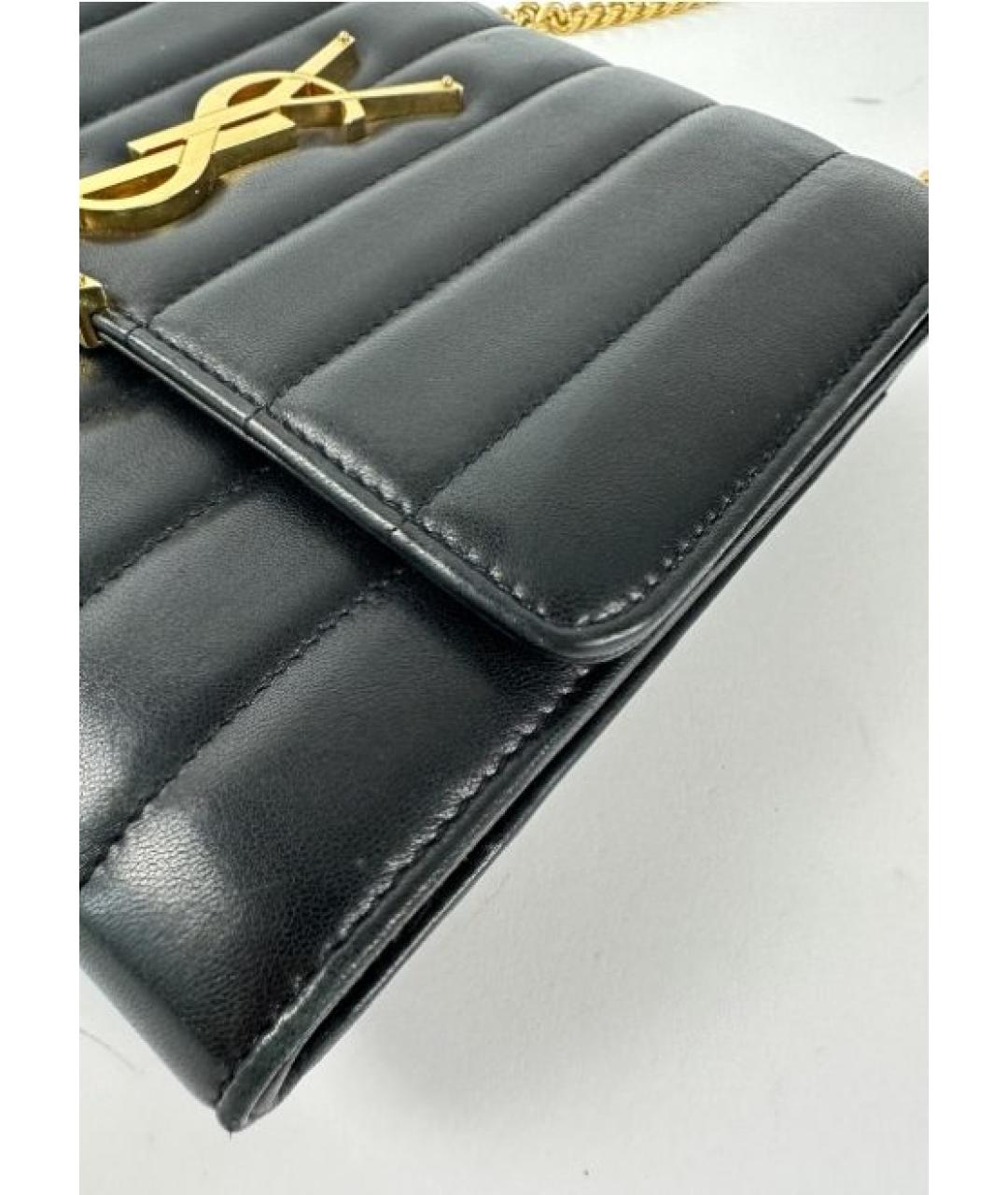 SAINT LAURENT Черная кожаная сумка через плечо, фото 8