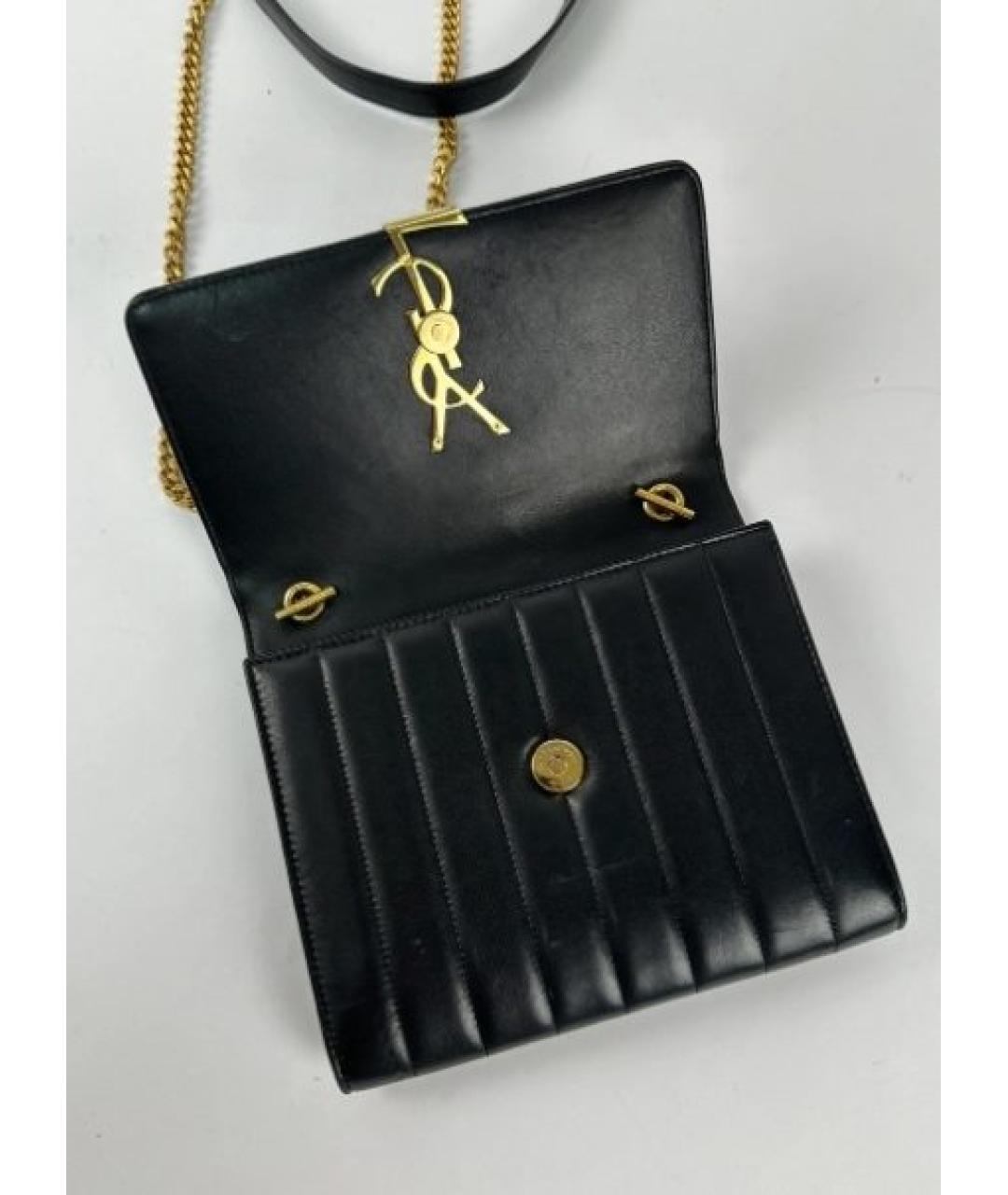 SAINT LAURENT Черная кожаная сумка через плечо, фото 5