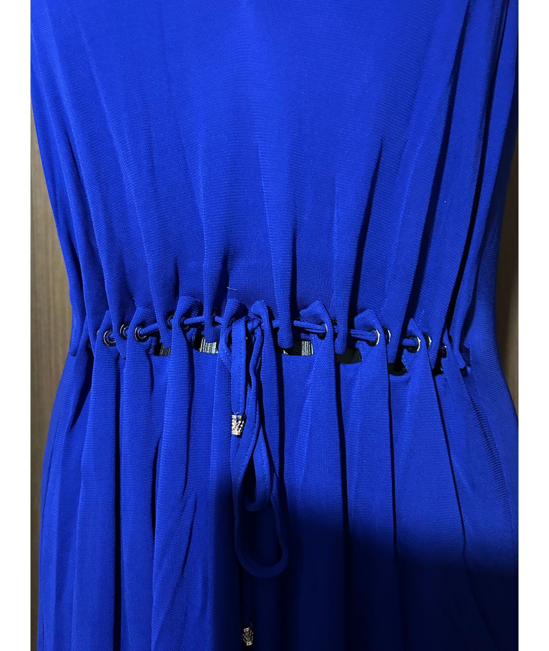 ROBERTO CAVALLI Синее вискозное вечернее платье, фото 4