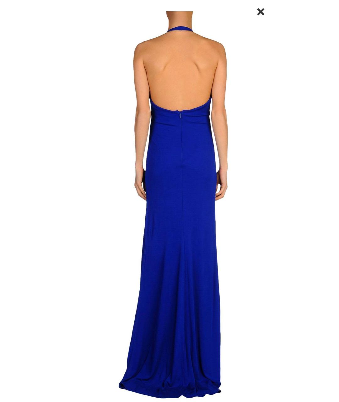 ROBERTO CAVALLI Синее вискозное вечернее платье, фото 6