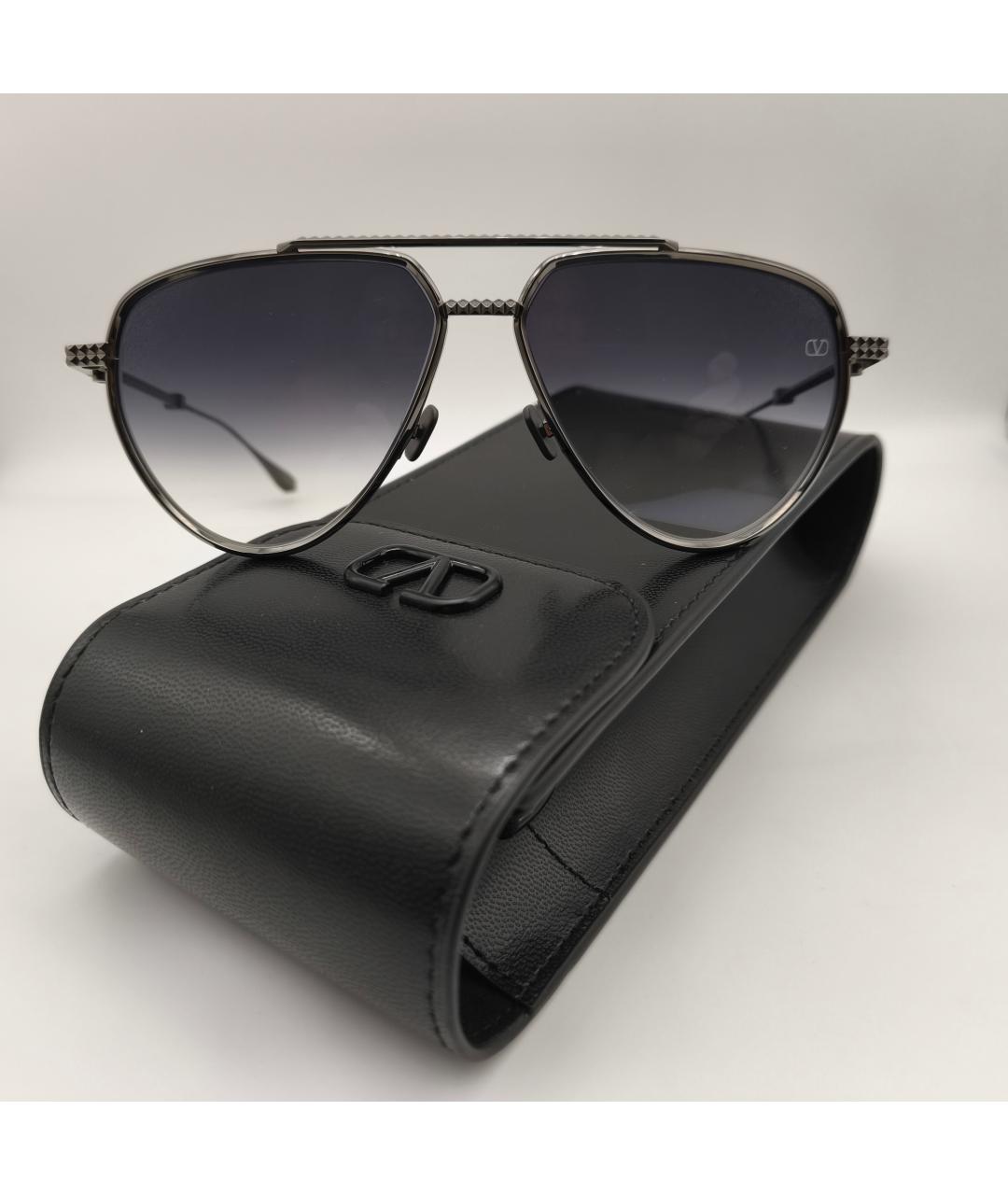 VALENTINO Черные металлические солнцезащитные очки, фото 9