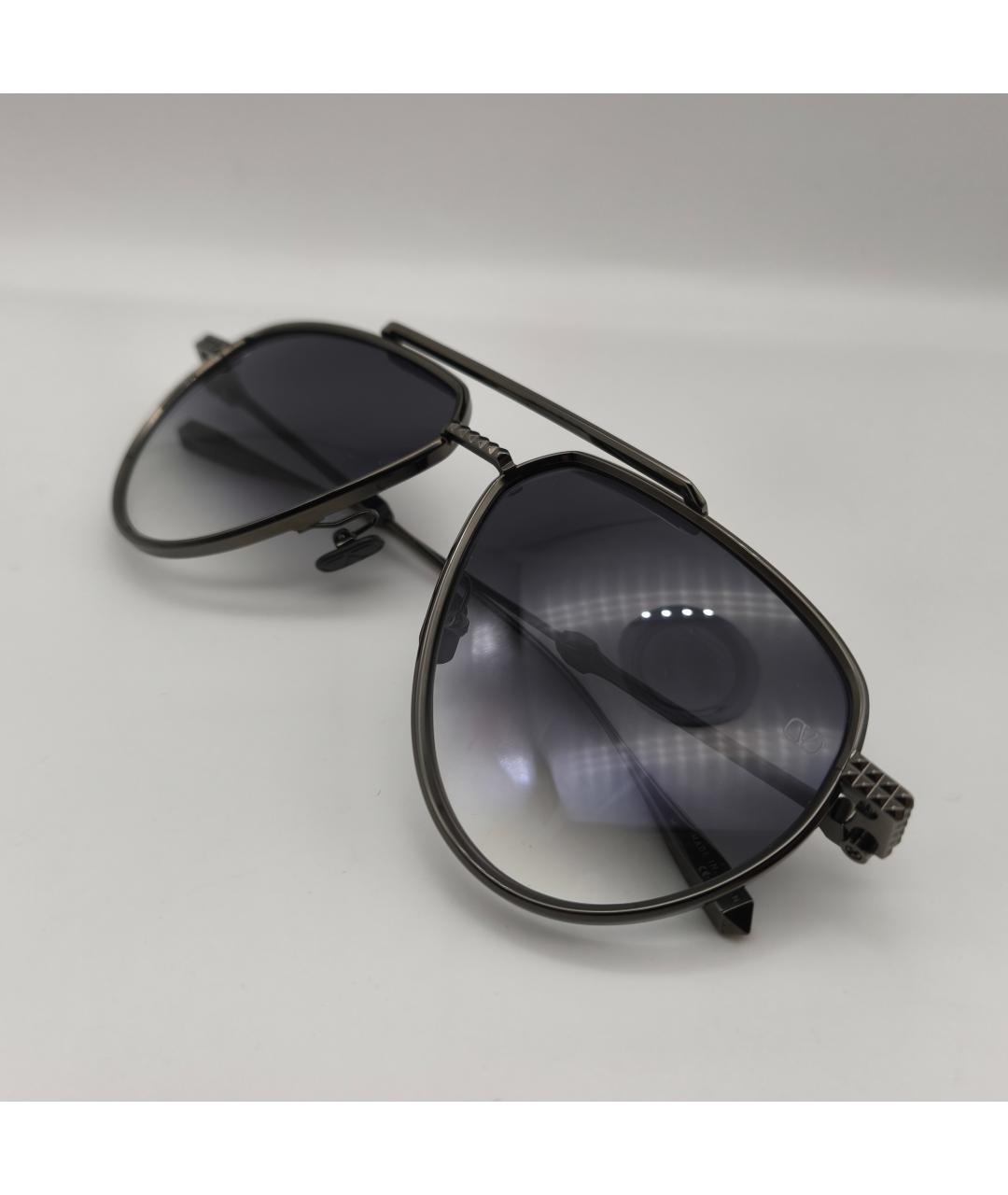 VALENTINO Черные металлические солнцезащитные очки, фото 5