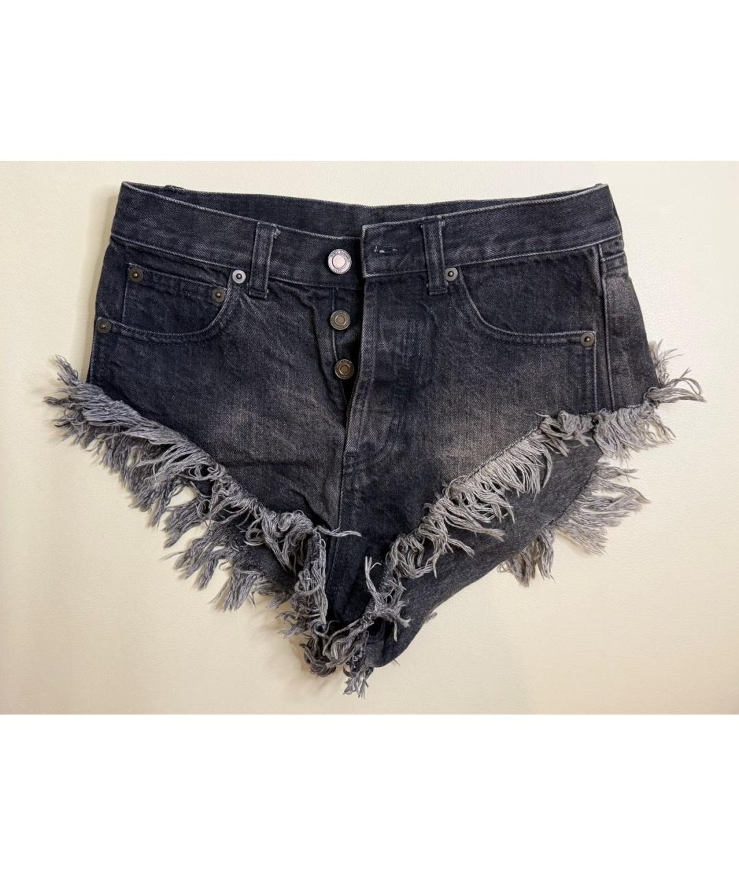 SAINT LAURENT Антрацитовые хлопковые шорты, фото 5