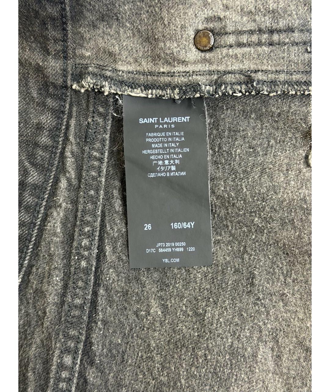 SAINT LAURENT Антрацитовые хлопковые шорты, фото 4