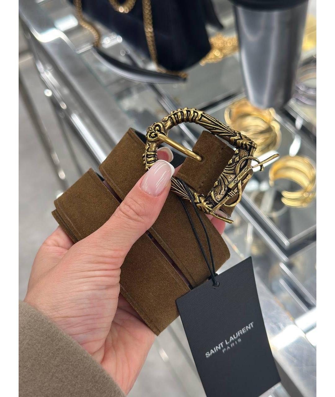 SAINT LAURENT Коричневый ремень, фото 4