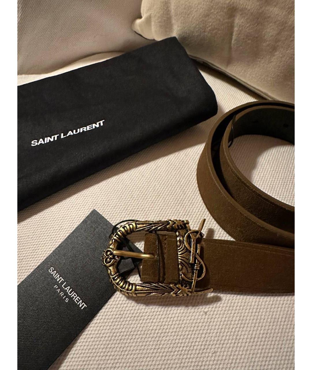 SAINT LAURENT Коричневый ремень, фото 2