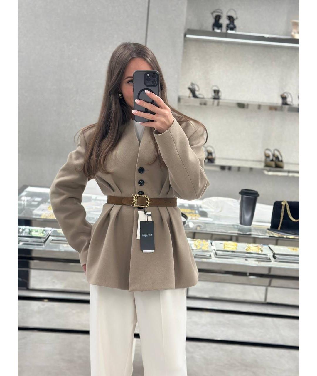 SAINT LAURENT Коричневый ремень, фото 3